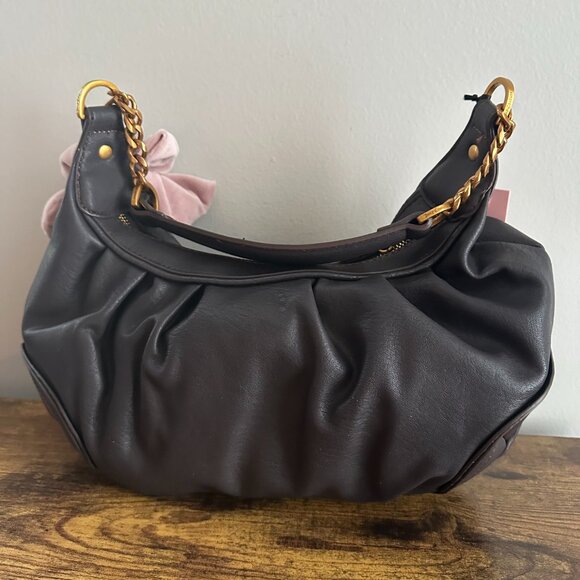 New Juicy Couture Romance Hobo Shoulder Bag Wallet Set Chocolate Brown Pink Gold - Picture 7 of 8